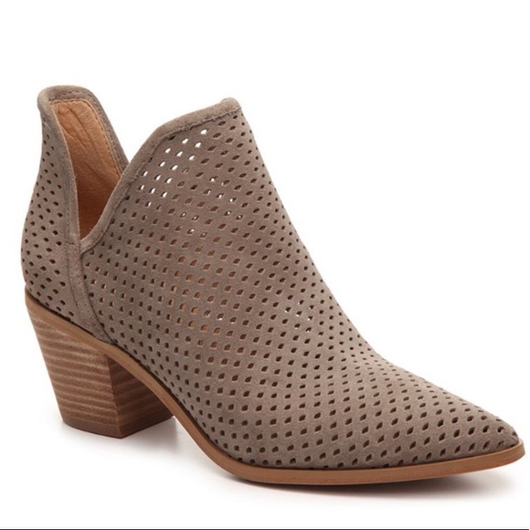 Lucky Brand Shoes - Lucky Brand perforated suede taupe booties